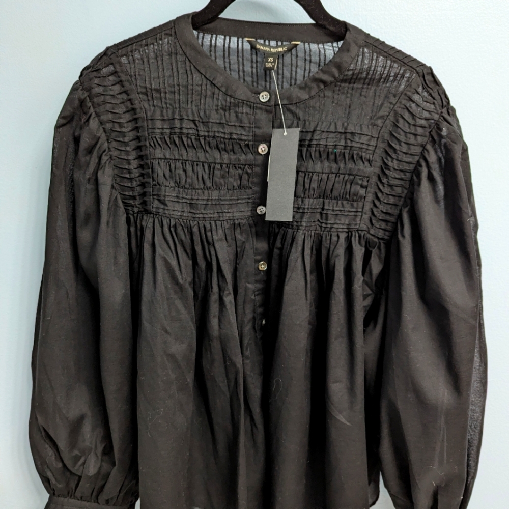 Sheer Button-up Black Banana Republic Blouse